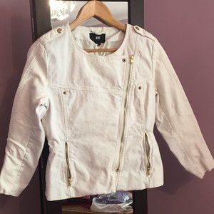 H&M White Bomber Jacket with Gold Accents